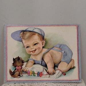 Vintage Baby and Kitten Art Print